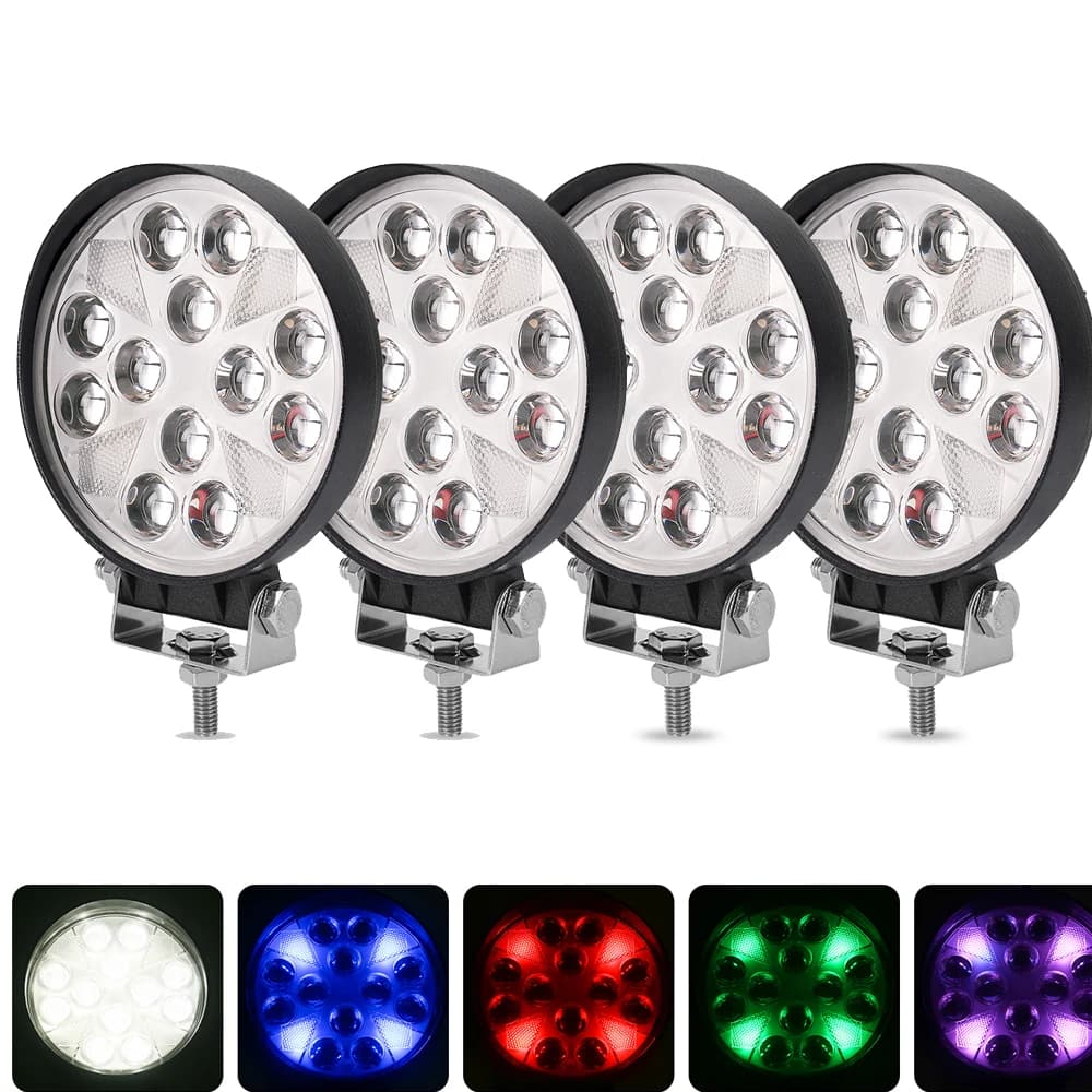 4 pollici LED Light Bar 36W RGB LED Work Light Round Flash Spotlight faro fuoristrada per auto camion 4 x4 4WD Car SUV ATV bar 12V