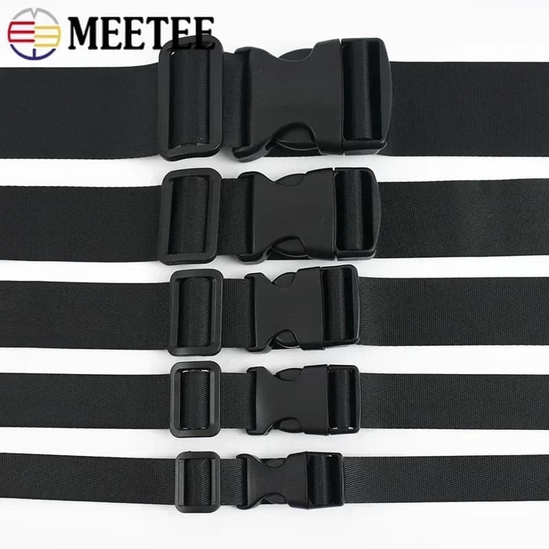 1-5Set 20-50mm Accessori per la riparazione della cinghia della borsa Fibbia a sgancio in plastica Collare per cani Nastro in nylon Regolare la cursore Chiusura a clip laterale