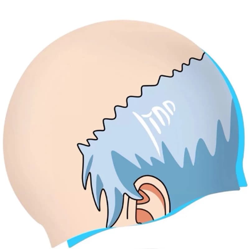 Nuovo Cappello da Nuoto Divertente a Forma di Testa Calva con Stampa Mediterranea, in Silicone Impermeabile Antiscivolo, Unisex per Piscina e Spiaggia