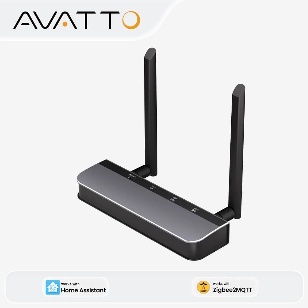 AVATTO Dongle Zigbee3.0 PoE con Connessione Ethernet, USB e WiFi, Antenna Doppia 5dBi, Chip ESP32+CC2652P, Compatibile con Home Assistant Z2M ZHA