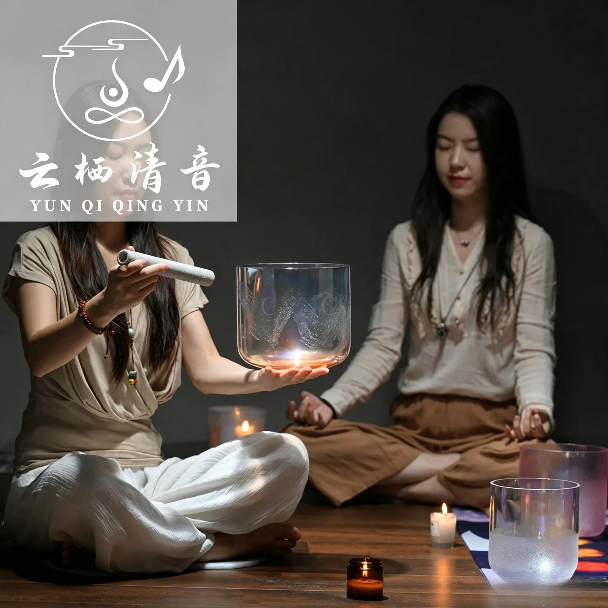YUN QI QING YIN Cosmic Light Dawn Flowing Sand Clear Quartz Singing Bowl 6 Inch Complete With Rubber Mallet Portable Sound Therapy Bowl For Spa Daily Meditation Yoga Chakra Purification Relaxation