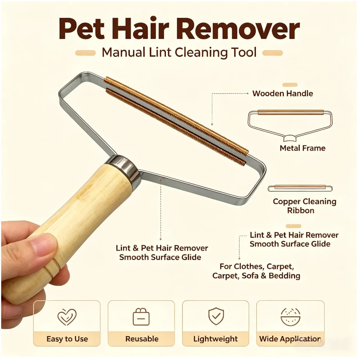 Pet Lint Remover Manual Pet Hair Scraper Reusable Clothes Carpet Coat Fabric Shaver Brush Portable Pellet Hair Cleaner for Home