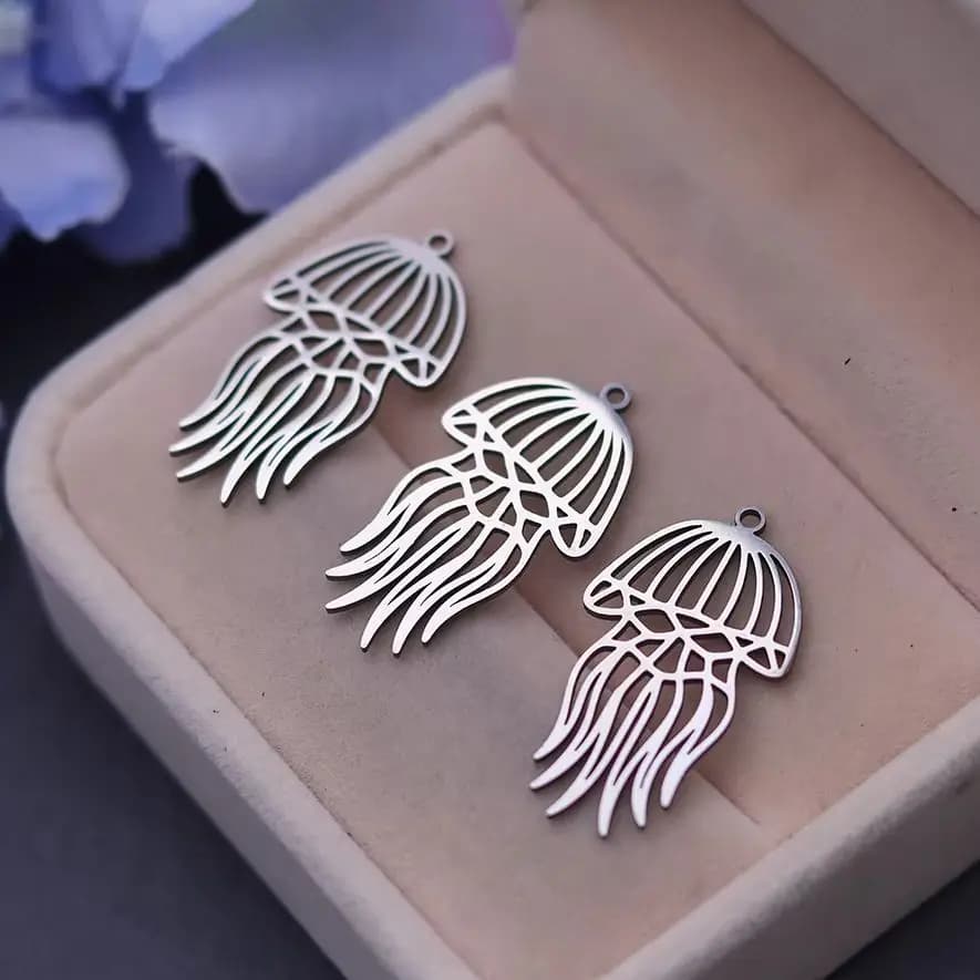 3pcs Golden Elegant Jellyfish Charms DIY Tassels Earrings Stainless Steel Pendant for Jewelry Making Handmade Accessories Bulk