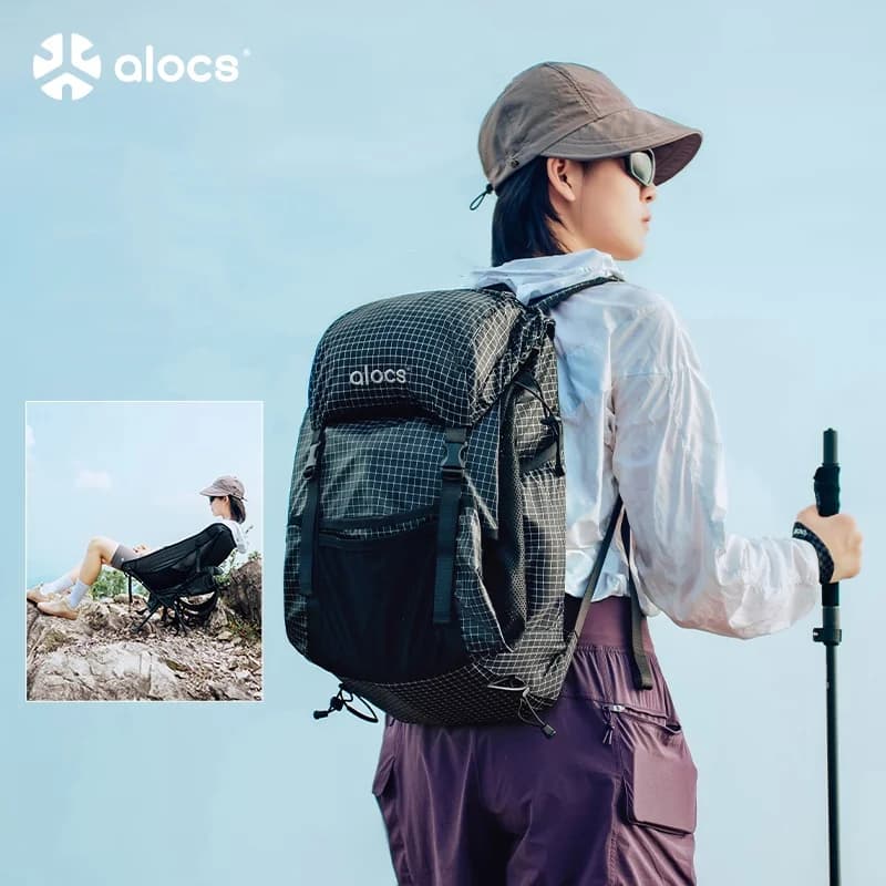 Trekking bag 3-in-1 ALOCS 21L Waterproof and Breathable with Support for Integrated Sticks and Chairs