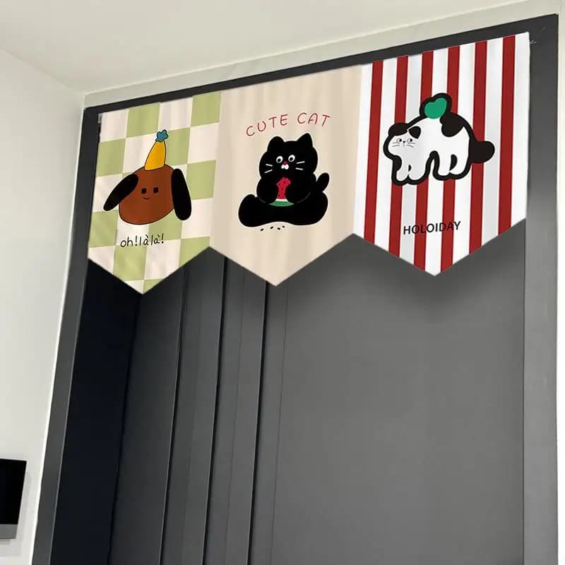 Tende da porta a tema cartone animato, tende corte autoadesive, facili da installare senza forare, tende per la privacy per camere da letto, soggiorni, bagni, cucine