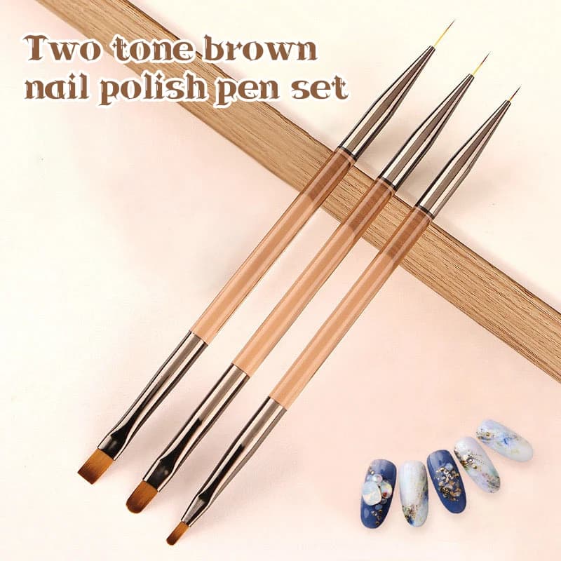 3 Pcs Dual End Manicure Brushes Ultra Thin Line Drawing Pen Gel Gradient Brush Multipurpose Nail Art Painting Design Tools