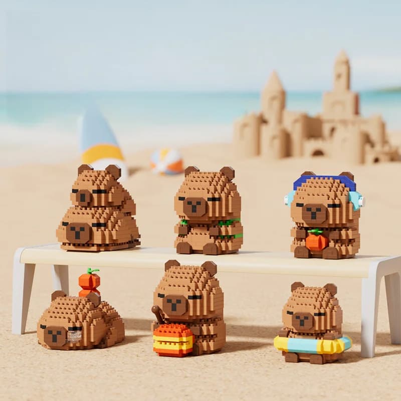 Simpatica bambola Kapi Capybara Bala blocchi creativi Capybara ornamenti giocattoli educativi per bambini