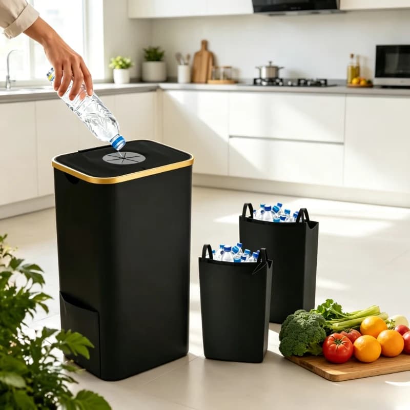 Borsa Organizer Pieghevole Nera per Bottiglie, Contenitore Portatile per Bottiglie di Scarto per Casa e Ufficio, Regalo Pratico