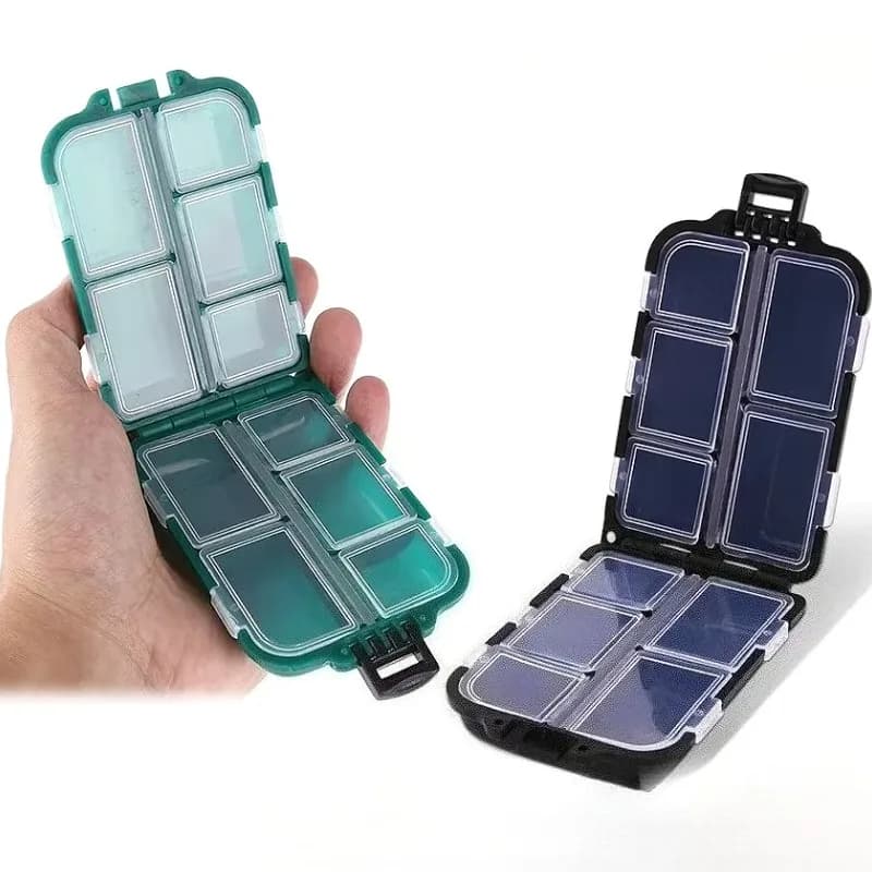 Mini 10 compartments stock box Fishing equipment box Fishing bait gadget box Fishing accessories Small tool accessories