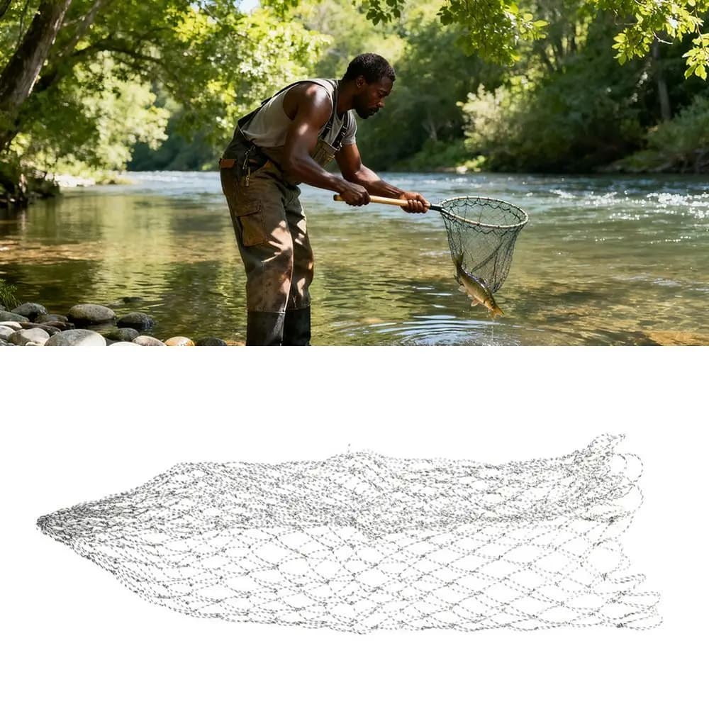Portable Nylon Replacement Fishing Net Soft Gray Replacement Net 3 Sizes Landing Net Saltwater Fishing
