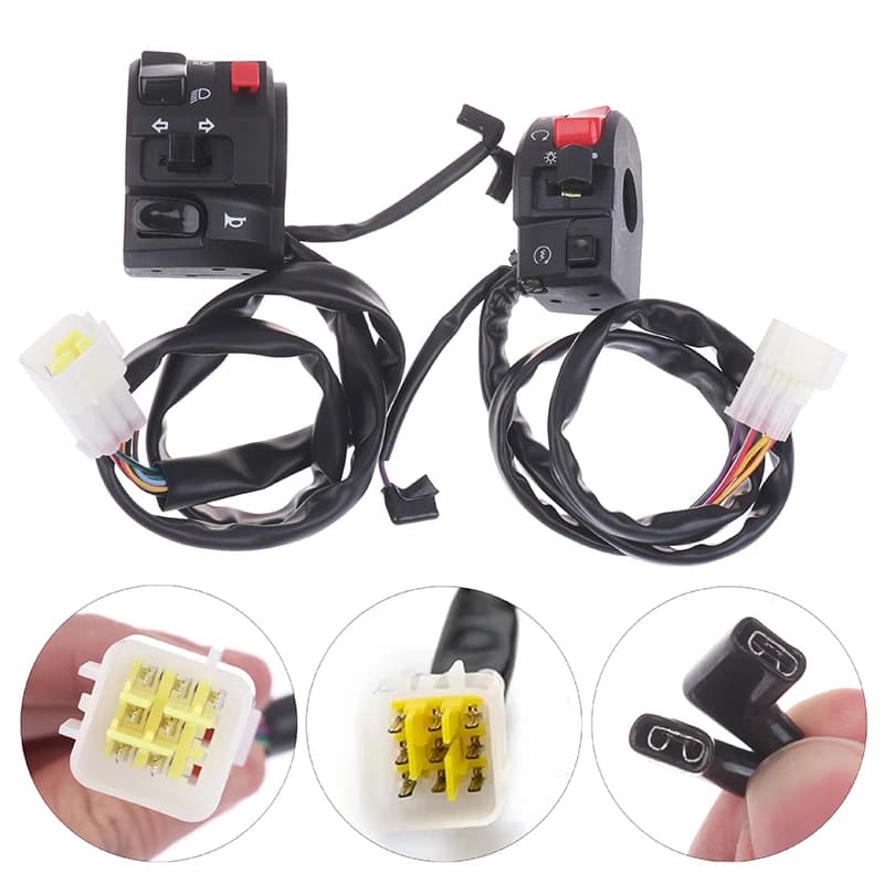 1/2 Pezzi Interruttori Manubrio Moto 22mm, Pulsante Clacson, Indicatore di Direzione, Faro Fendinebbia Elettrico, Controller Avvio Manubrio