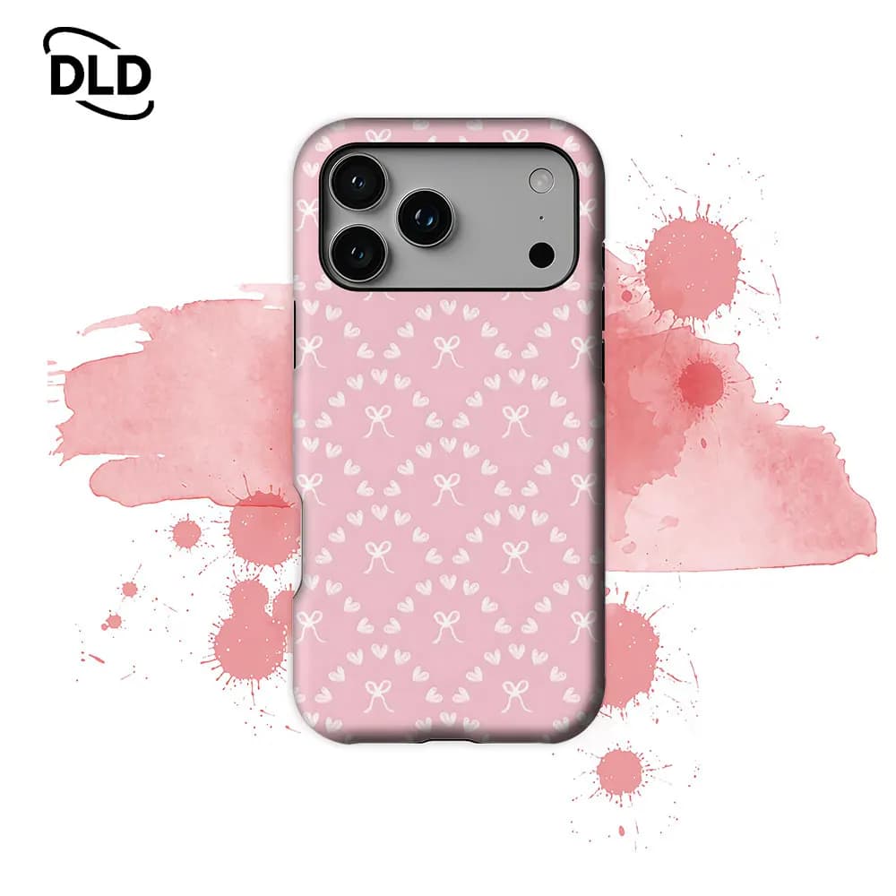 Pink Bow Hearts Phone Case For Magnetic Phone Case for IPhone 17 16 15 14 13 Pro Max Plus Single Double-layer tough Case