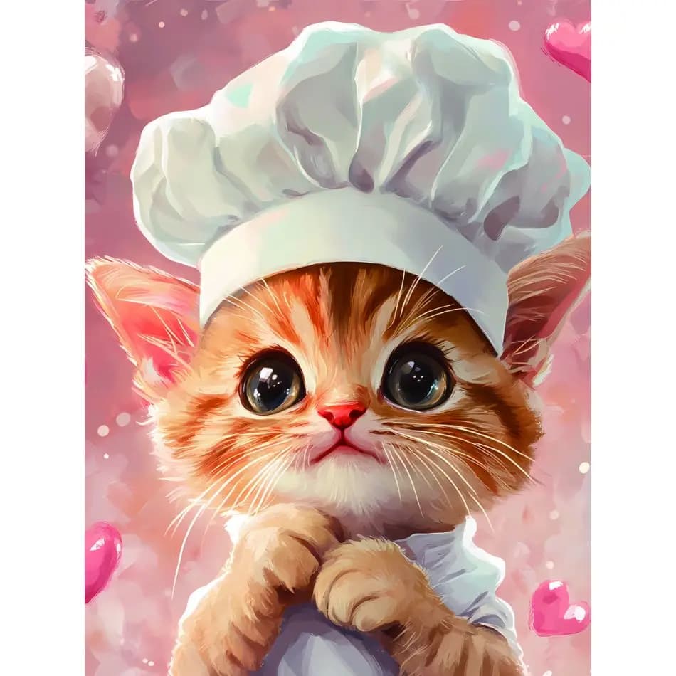 RUOPOTY Chef Cat Diamond Painting Kit Diy Gift Adult Diamond Art Animal Full Round Paint By Diamonds Living Room Decoration