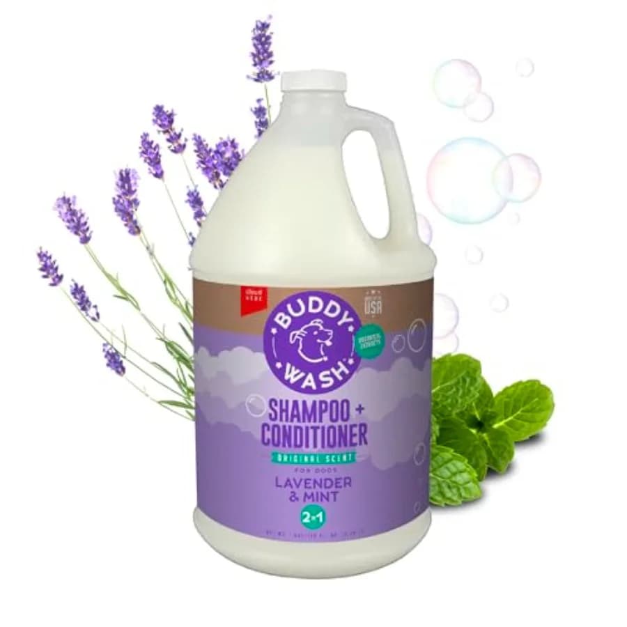Buddy Wash Shampoo e Balsamo 2-in-1 per Cani, Lavanda e Menta, 1 gallone. Bottiglia