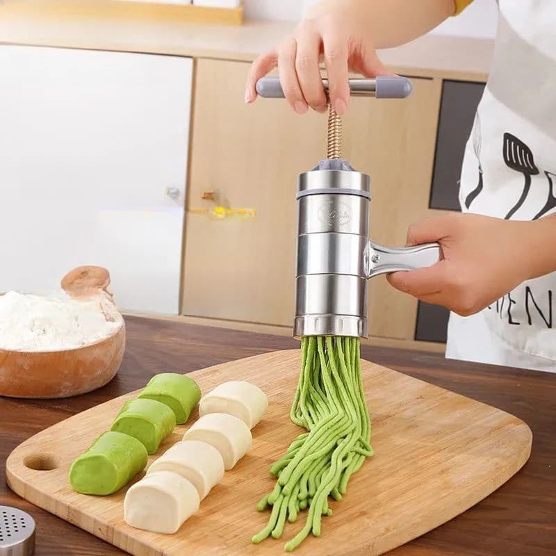 1 pz pressa manuale per noodle in acciaio inossidabile per uso domestico rullo per pasta con 2 stampi utensile da cucina