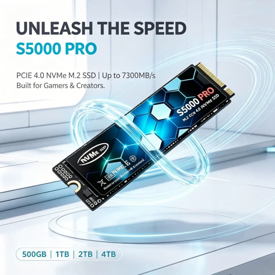 Original S5000 PRO Portable External NVMe SSD PCIe Gen4 High Performance Solid State Drive Fast Storage for PC Laptop Desktop