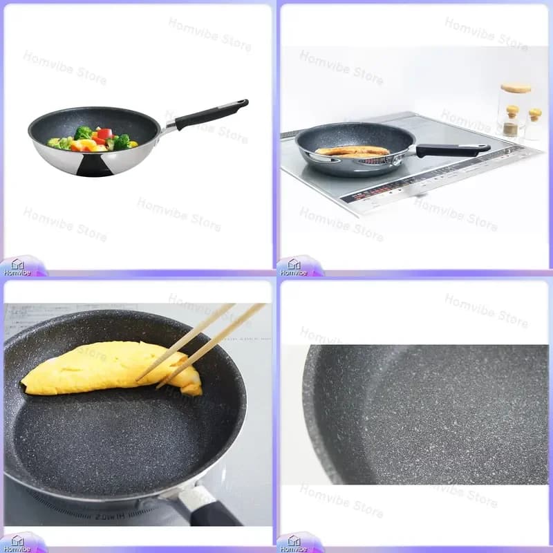 Japanese Style Non-Stick Stainless Steel Frying Pan Multifunctional Cookware for Stovetop Oven Induction Dishwasher Safe