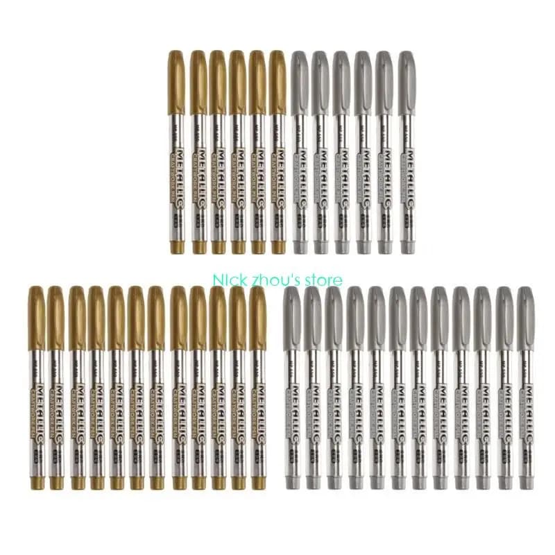 E15E 12 Pz Oro Argento Resina Epossidica Penna Da Disegno Graffiti Point Penna Pennarello Vernice Acrilica Mette In Evidenza