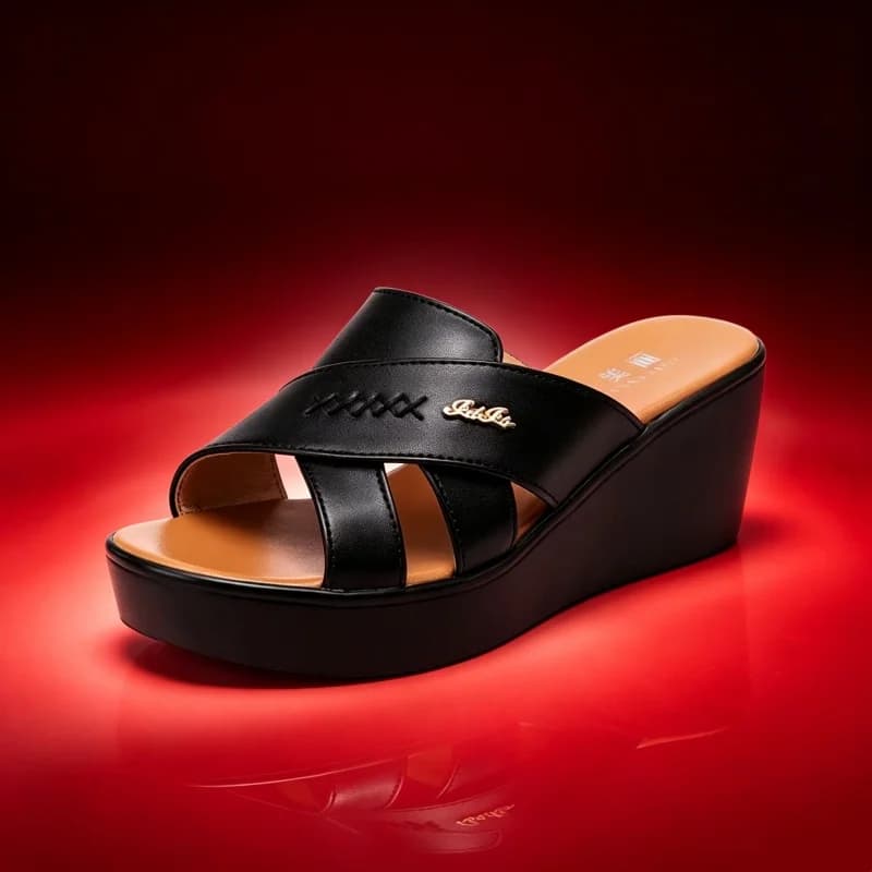 6cm Size 32-43 Comfortable Thick Bottom Platform Wedges Shoes Soft Leather Slippers 2026 Summer Med Heel Slides OFfice Beach Mom