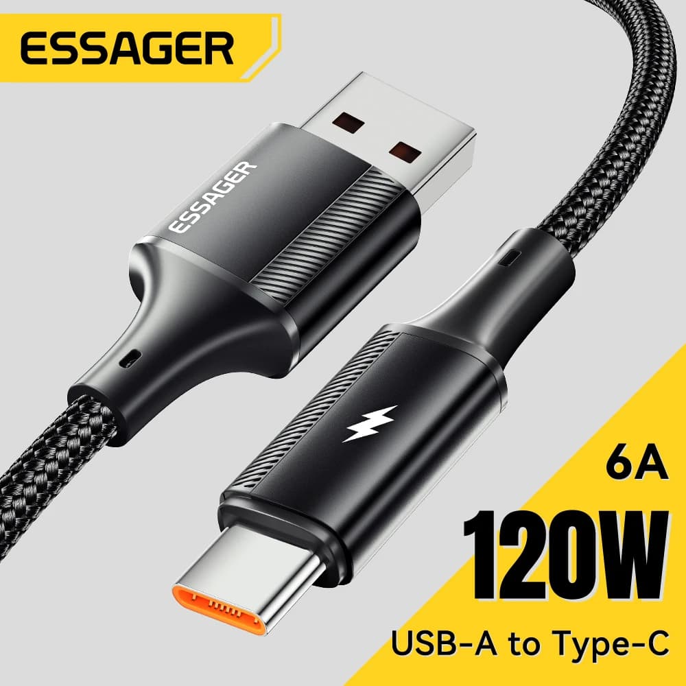 Essager 120W Cavo USB Tipo C Ricarica rapida 6A USB C Cavo di ricarica Cavo dati per xiaomi 11 Pro Huawei P40 Samsung S21 ultra S20
