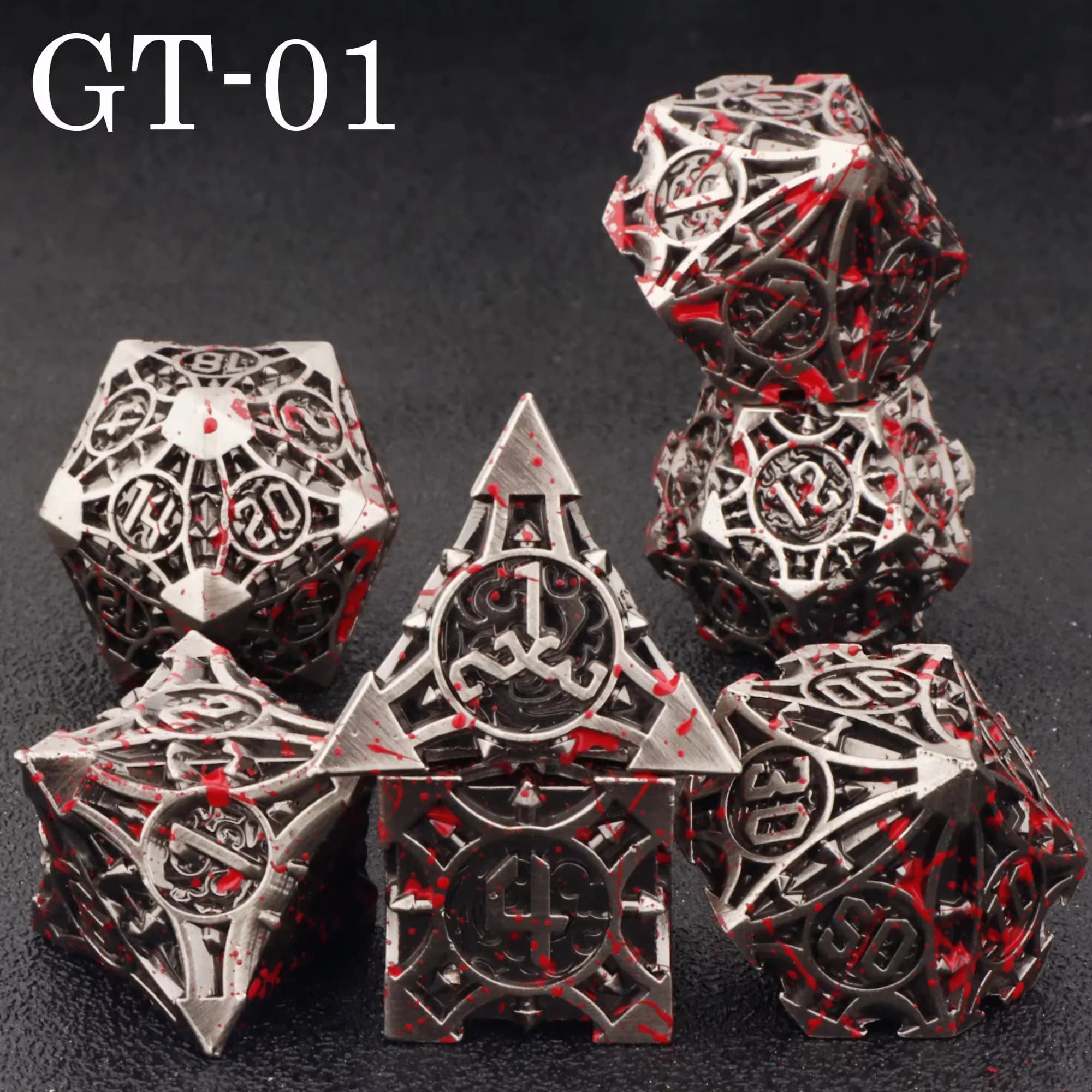 Set di Dadi in Metallo per DND, Regalo di Halloween | Dadi Poliedrici in Stile Gotico Horror per Dungeons and Dragons | Set da 7 pezzi con scatola D20 D12