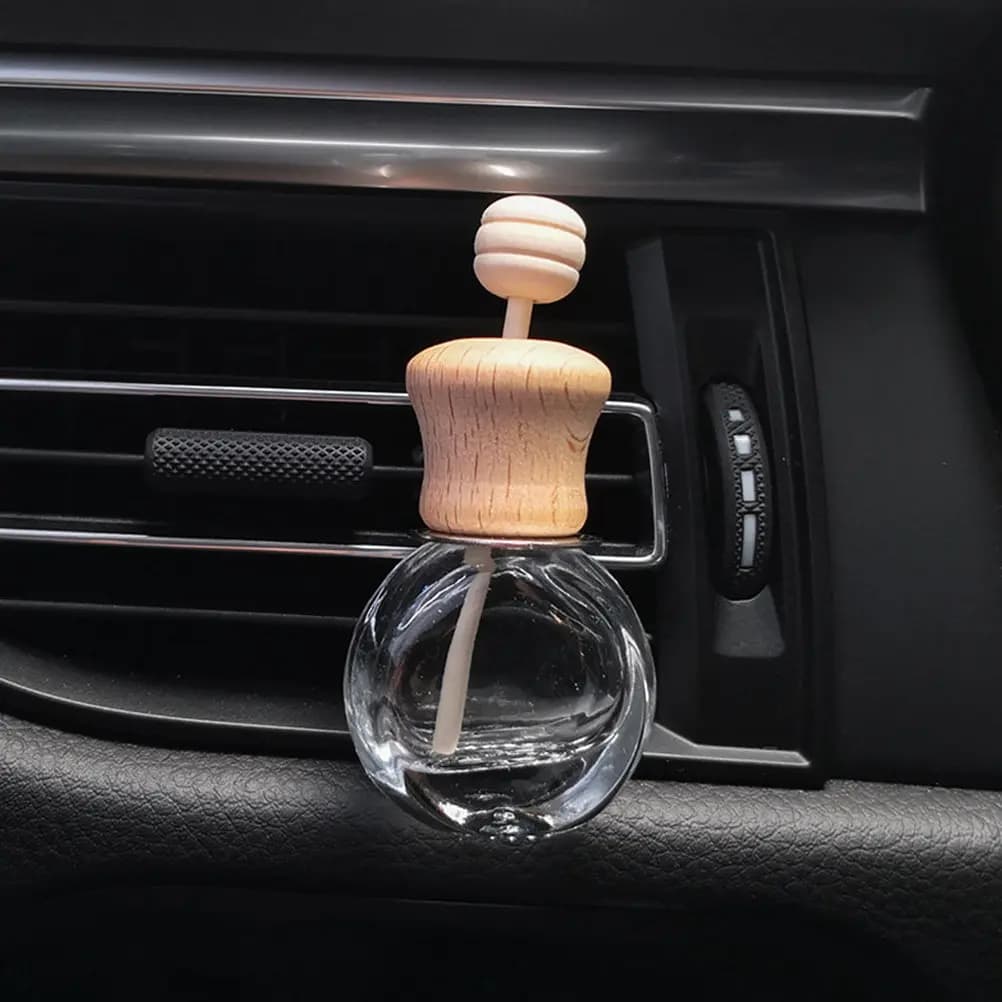 4 Pezzi Clip per Bottiglie di Profumo per Auto in Vetro e Legno, Diffusore di Fragranze per Auto, Clip Deodorante per Aromaterapia per Interni Veicoli