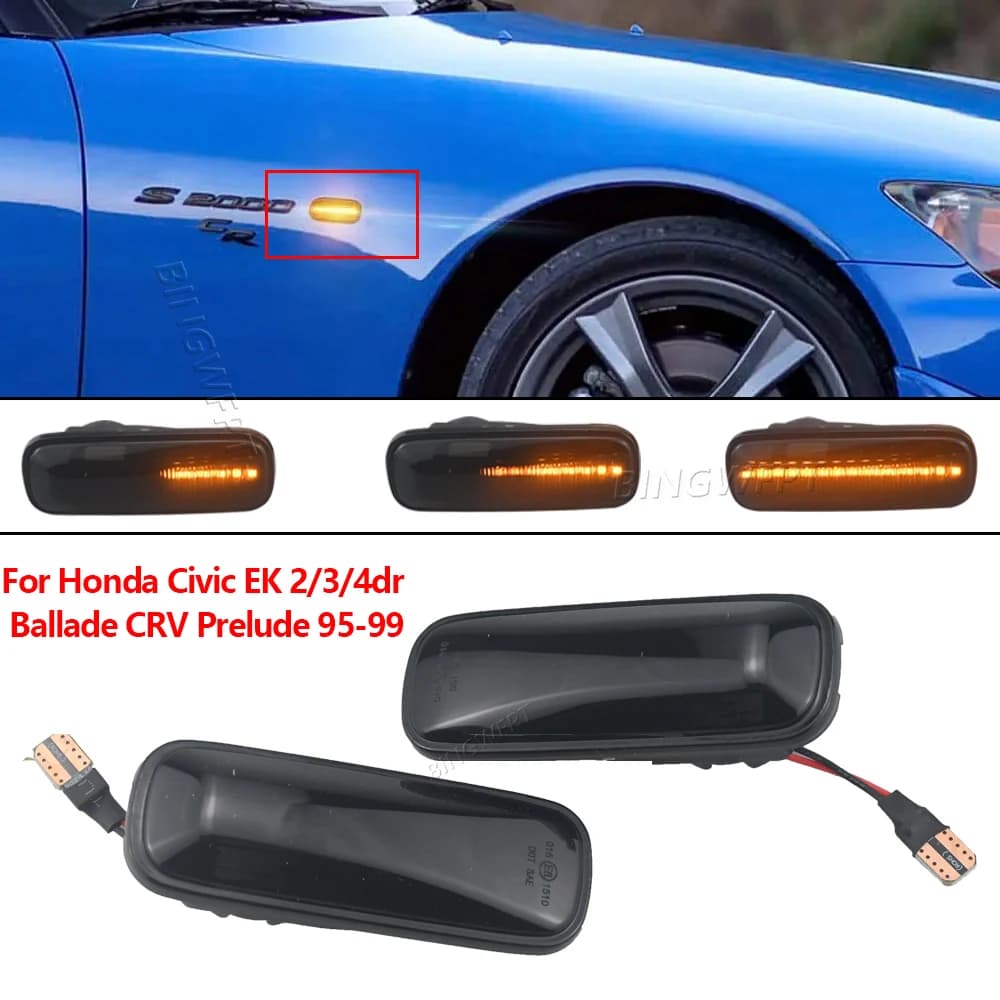 Luci Laterali Dinamiche a LED Indicatori di Direzione a Freccia Lampeggianti per Honda Civic EK 2/3/4 Porte Ballade CRV Prelude 95-99