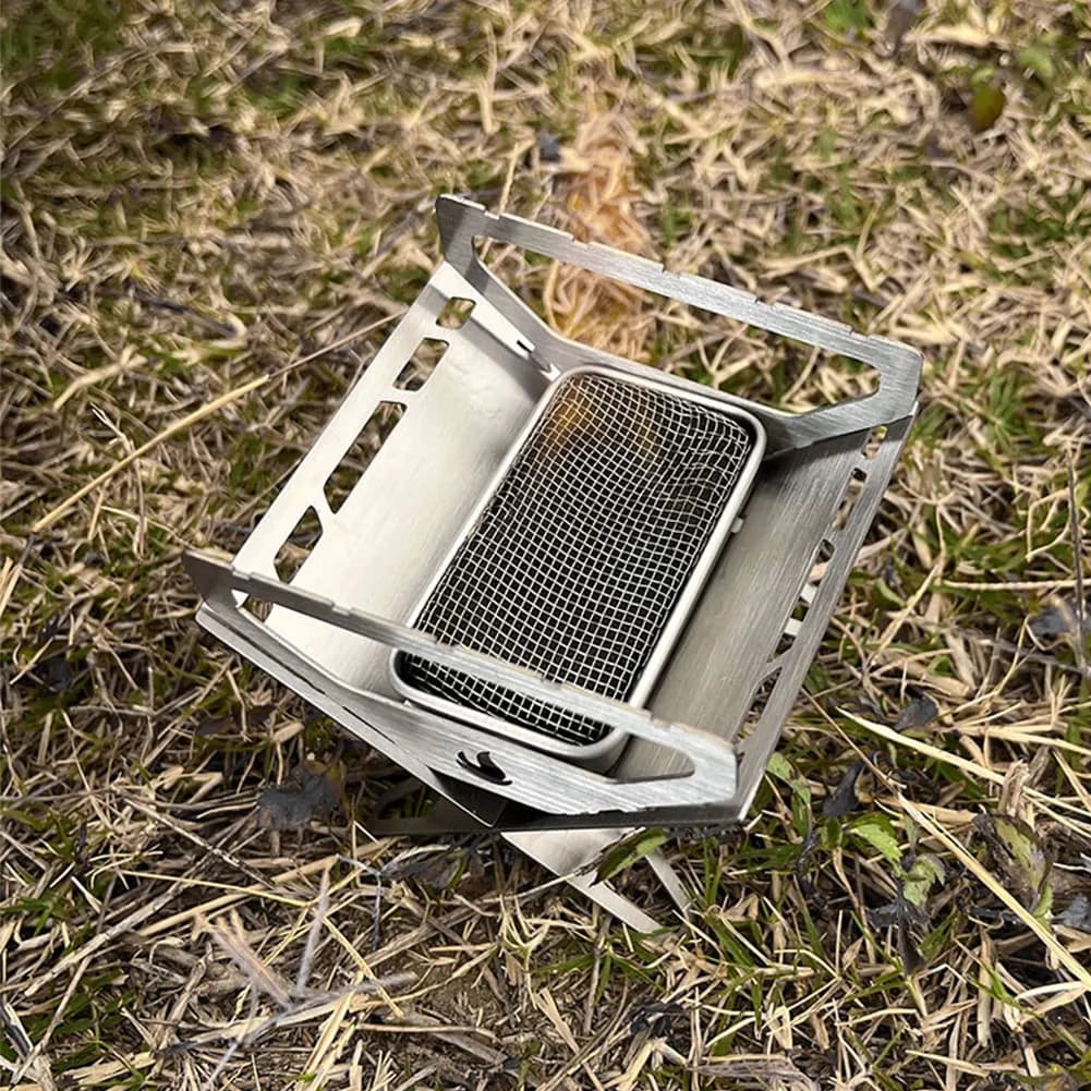 Stainless Steel Mini Folding Stove Mini Wood Stove Charcoal Aromatherapy Stove Outdoor Camping Gear