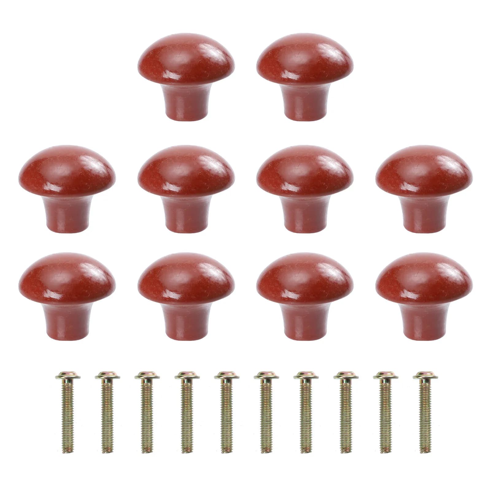 10 Pezzi Maniglie a Fungo in Legno Massello Naturale, Maniglie Rotonde in Legno per Cassetti, Scrivania, Scarpiera, Libreria, Camera da Letto, Soggiorno