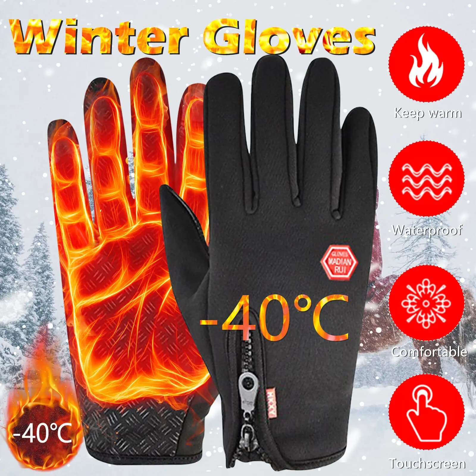 2025 Women's Winter Gloves Women's Winter Gloves Hot Touchscreen Waterproof Hiking Ski Fishing Cycling Snowboard Non-slip Gloves