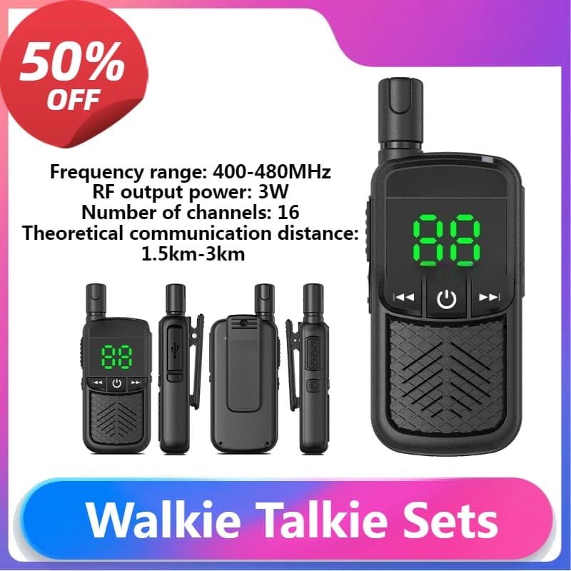 Walkie Talkie 2 PZ Radio portatile portatile Comunicador Walkie Talkie per bambini a lungo raggio Display LCD 3W