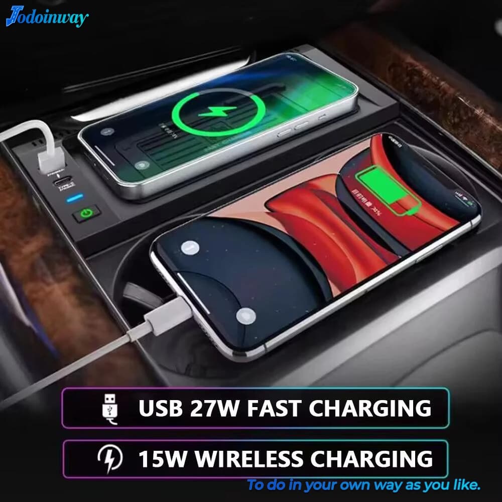 15W car wireless charger, quick charger by phone, for BMW X5 F15 X6 F16 2014 2015 2016 2017 2018, phone support, internal charging.