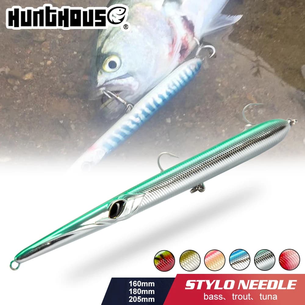 Hunthouse Ago Richiamo di Pesca Lancio Lungo Matita Stickbait 18/24/31/36g Galleggiante e Affondamento Per Luccio Garfish Affrontare pesca