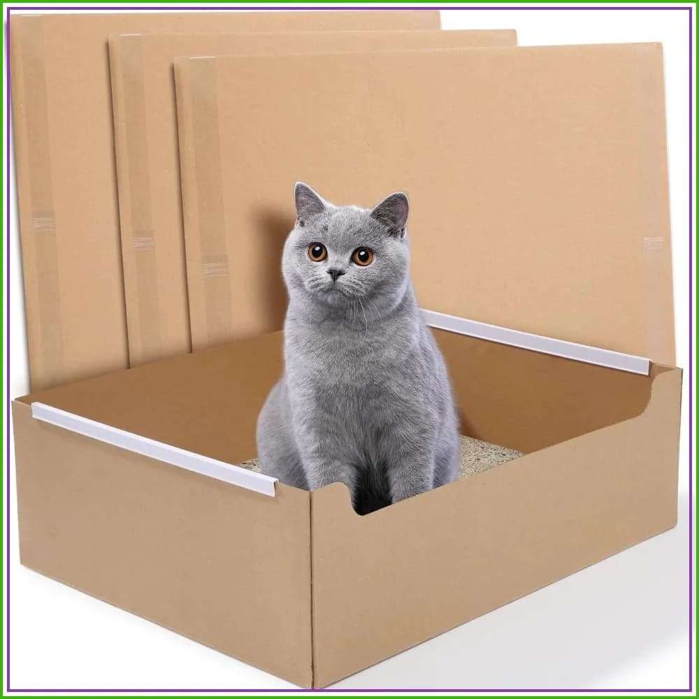 4 PCS Disposable Cat Litter Boxes, Foldable Cardboard Travel Litter Box, Waterproof, 16.7x12.8x5.3 Inch