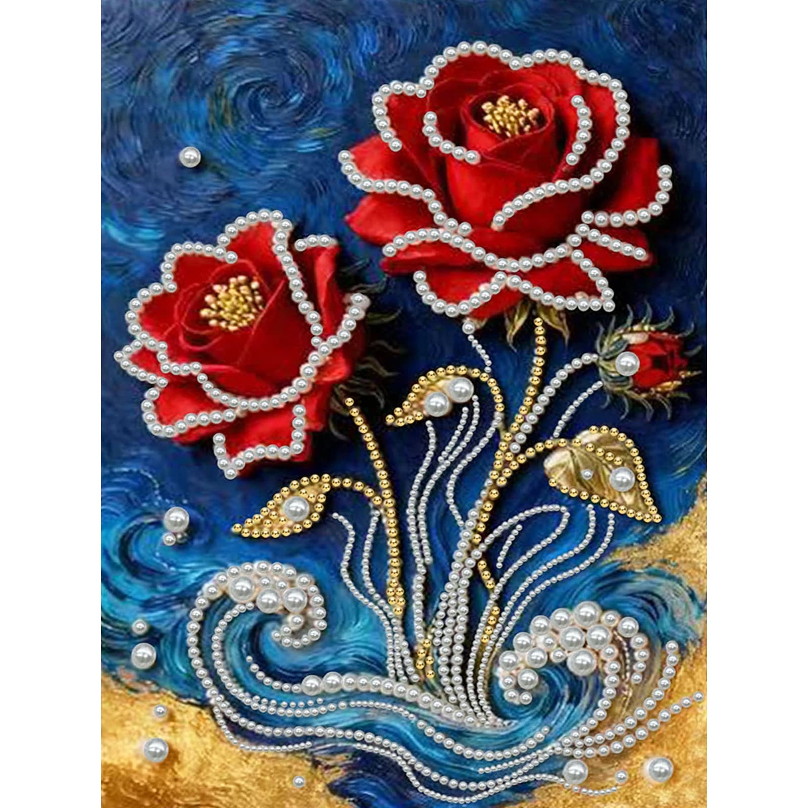 Kit Pittura con Perle Fai-da-Te per Adulti Principianti, Decorazione Murale, Dipinti con Perle e Gemme, Arte e Artigianato con Cornice 30x40cm
