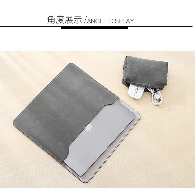 Laptop Bag Sleeve For Macbook A3449 Air 13 , Air 15 M4 M5 Pro 14 16 Inch 2025 2026 PU Leather Bags Cover +Mouse storage bag