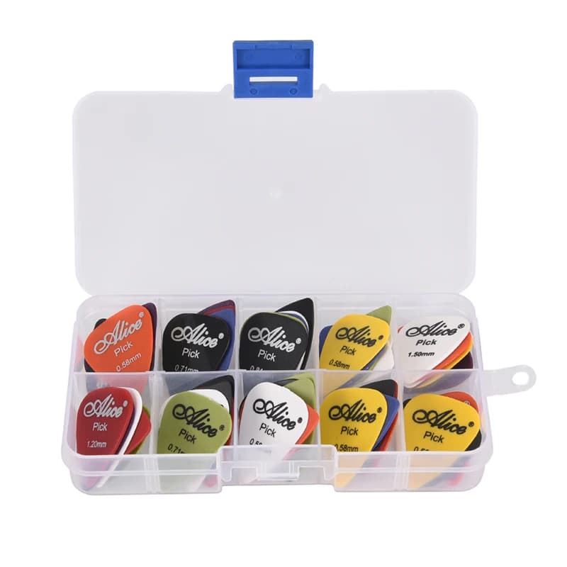 50 pz Plettri per Chitarra Elettrica 1 Box Basso Elettrico Plettro Mediatore Accessori per Chitarra Spessore 0.58/0.71/0.81/0.96/1.2/1.5mm