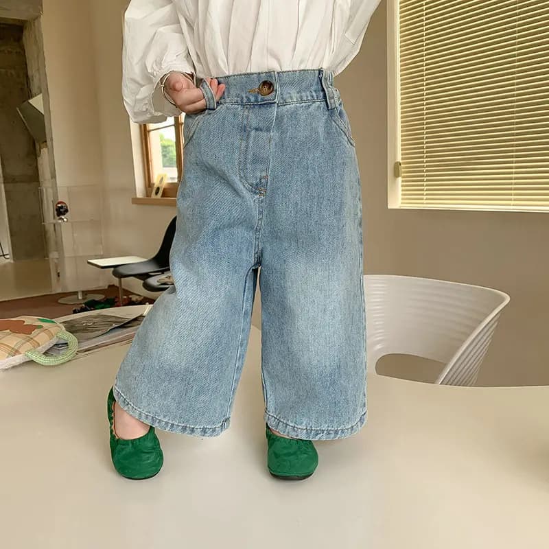 Primavera Autunno Neonate e bambine Cotone corto Jeans dritti larghi Pantaloni in denim per bambini Pantaloni per bambini Pantaloni per ragazzi 2-8 anni