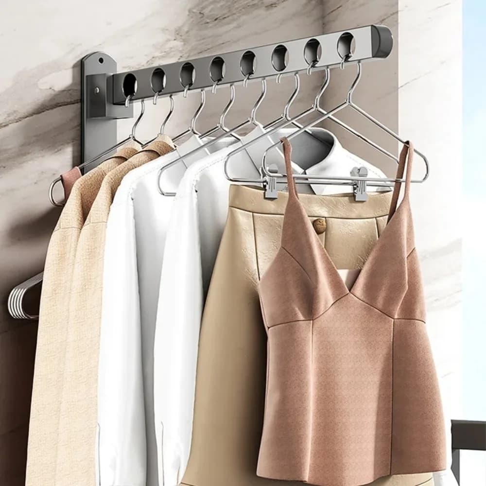 New Wall Foldable Clothes Hanger, Wall Dryer for Wardrobe, Stainless Steel, Durable, For Home