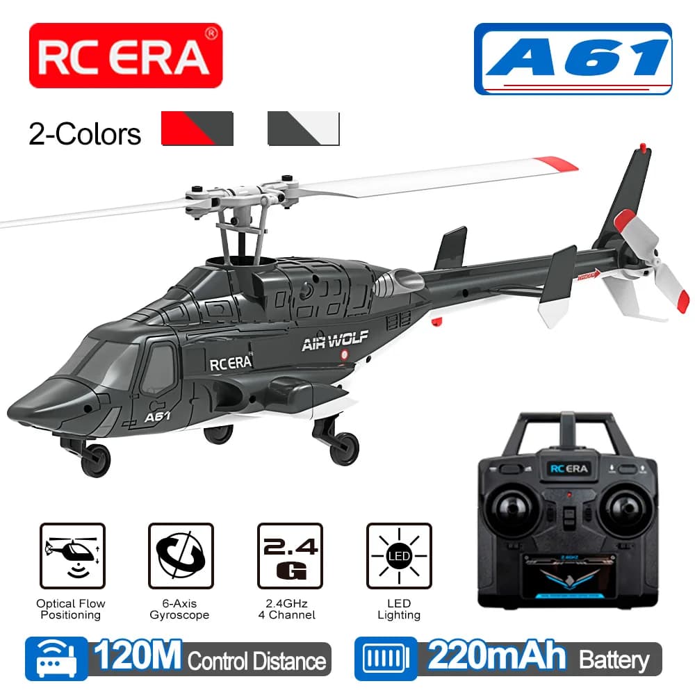 RC ERA A61 Airwolf Elicottero 4CH Posizionamento del flusso ottico 1/52 Giroscopio a 6 assi 10 minuti Tempo di combattimento 120M Bell222 Aereo telecomandato