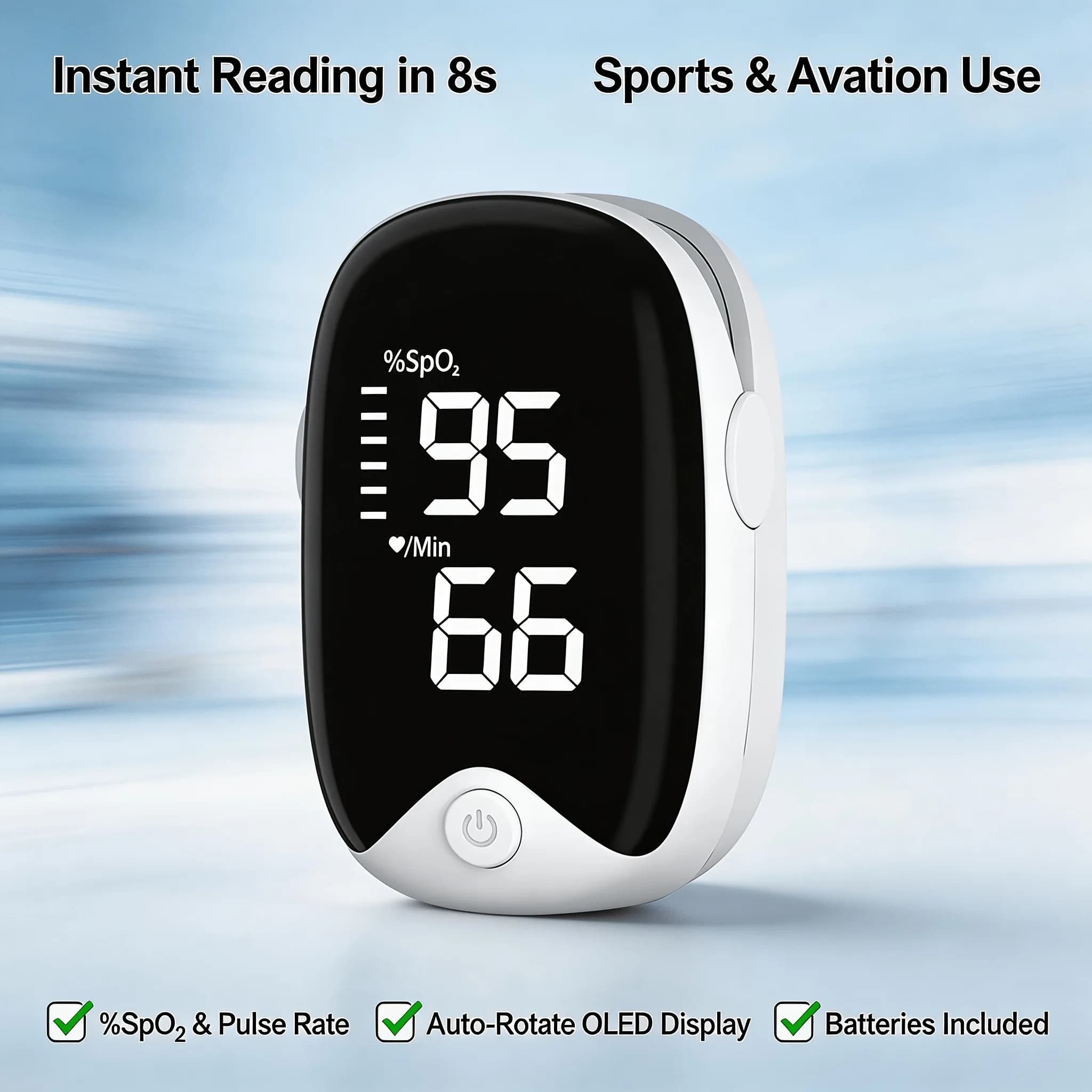 Premium Fingertip Pulse Oximeter Portable Blood Oxygen Saturation Monitor SpO2 Monitor with Pulse Rate OLED Display Home Use