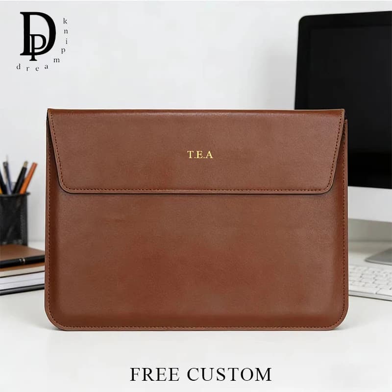 Borsa per laptop da ufficio personalizzata con iniziali, 13 pollici, 15,4 pollici, custodia protettiva per laptop, borsa portaoggetti in pelle PU con incisione di lusso