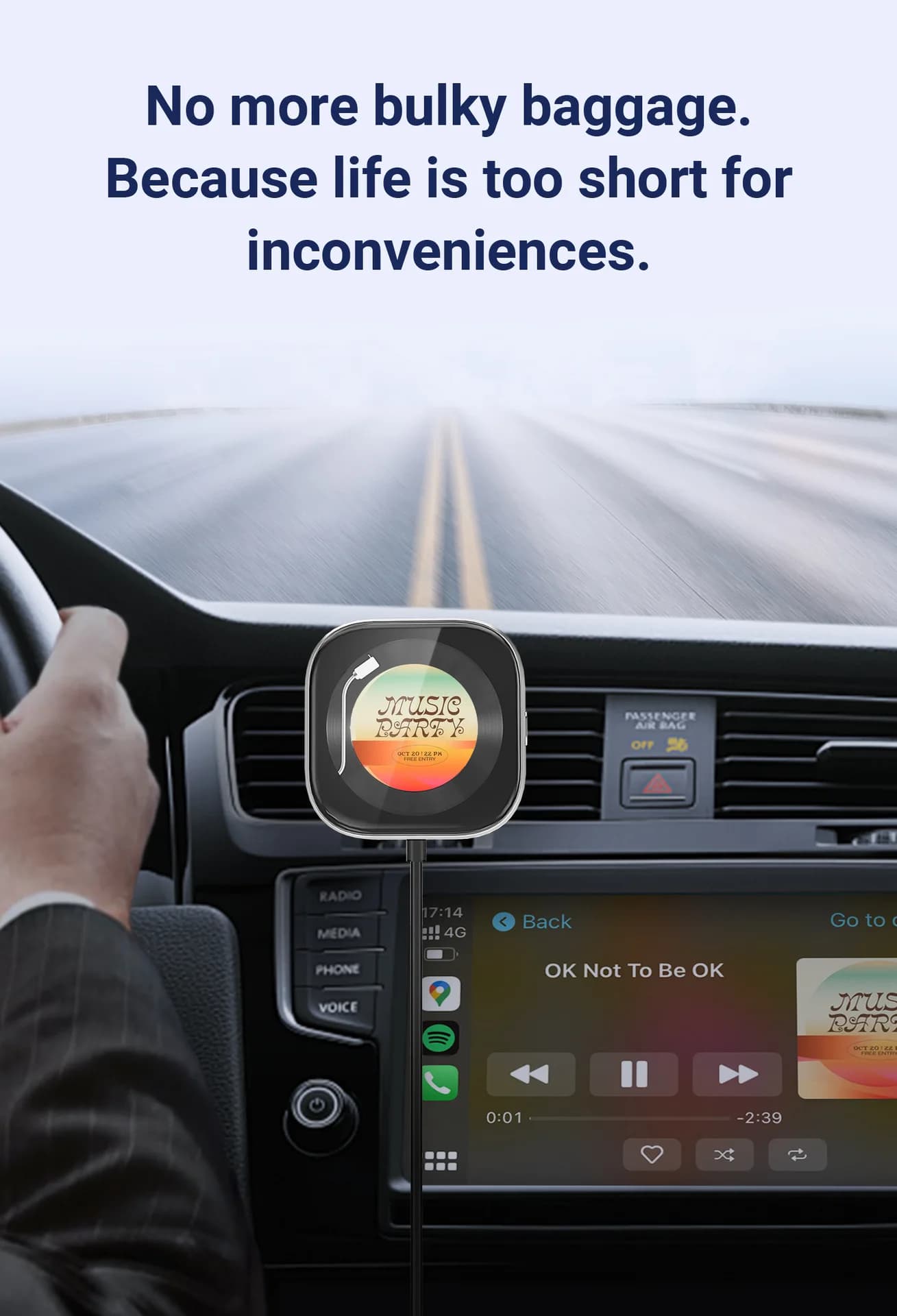 Nuovo Modello 2026: Adattatore Portatile Wireless CarPlay con Schermo e Cornice Digitale per Foto, con Funzione di Diffusione di Fragranze