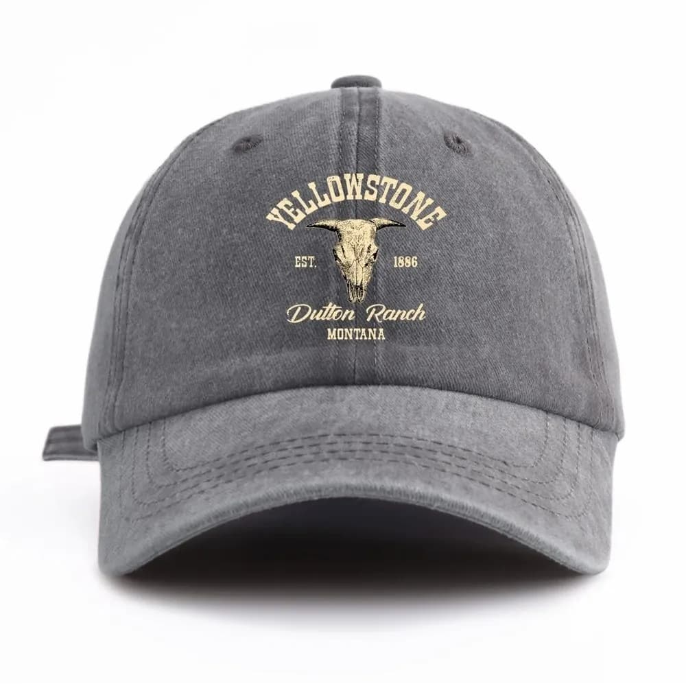 Vintage Bull Skull Western Cowboy Baseball Hats Cotton Hip Hop Distressed Dad Hat Adjustable Outdoor Sun Hat for Men Women