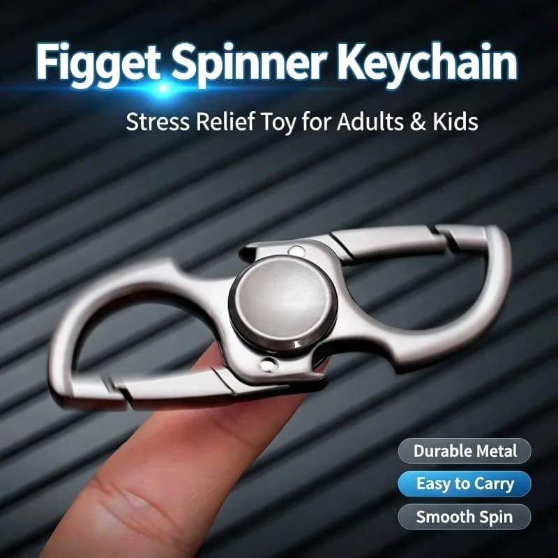 Metal Fidget Spinner Carabiner Multi-Tool Outdoor EDC Keychain Bottle Opener Spinner Toy Gadget