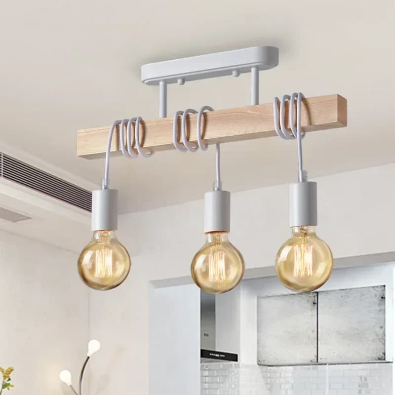 Americano retrò in legno arte avvolgimento aspirazione appesa lampade a doppio uso soggiorno sala da pranzo camera da letto lampadario plafoniera