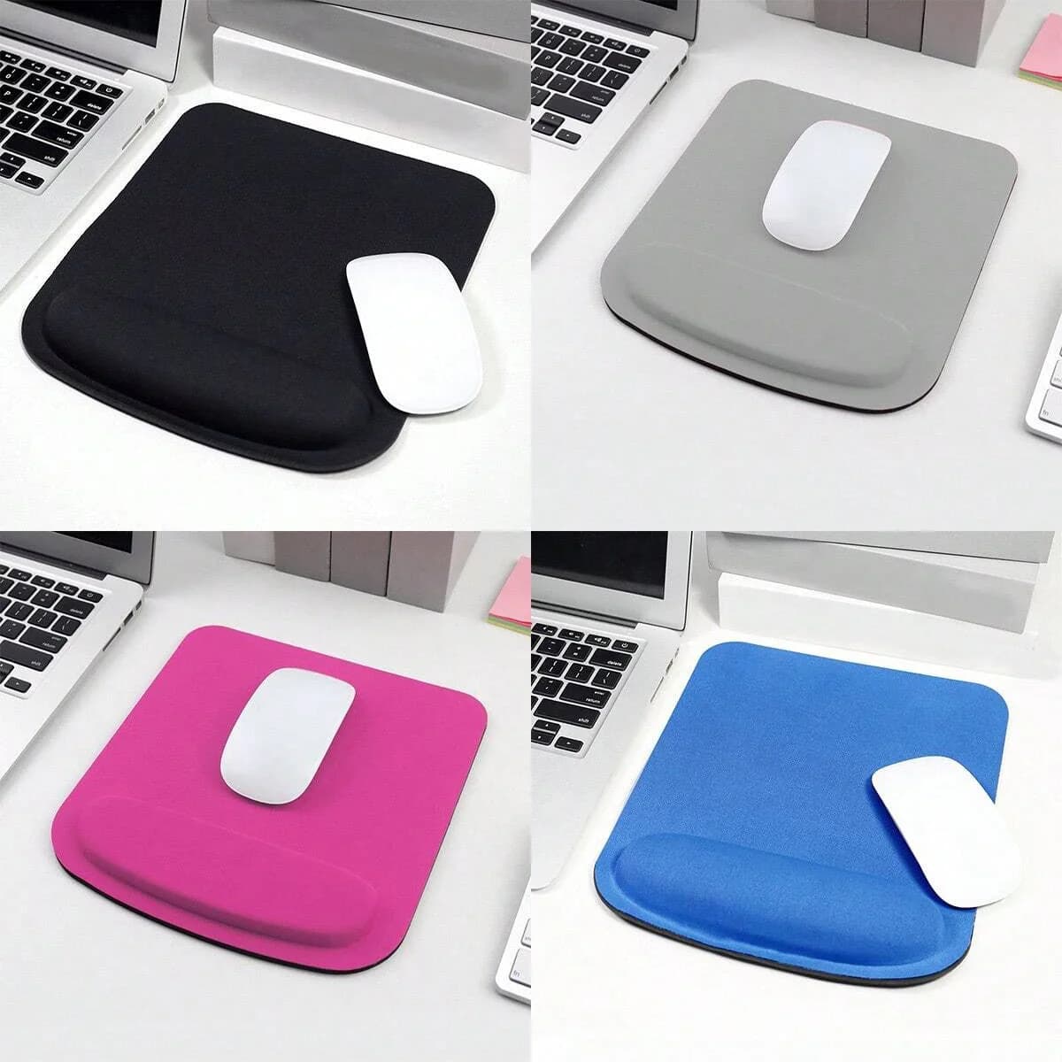 Tappetino per mouse con poggiapolsi quadrato per scrivania da ufficio, adatto per giochi e ufficio, antiscivolo, traspirante, comodo poggiapolsi in memory foam