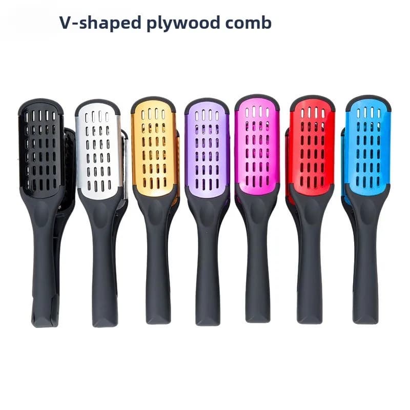 Piastra per parrucchiere Piastra per capelli in nylon Spazzole doppie Morsetto per pettine a forma di V Non danneggia Strumenti per lo styling Casa fai da te