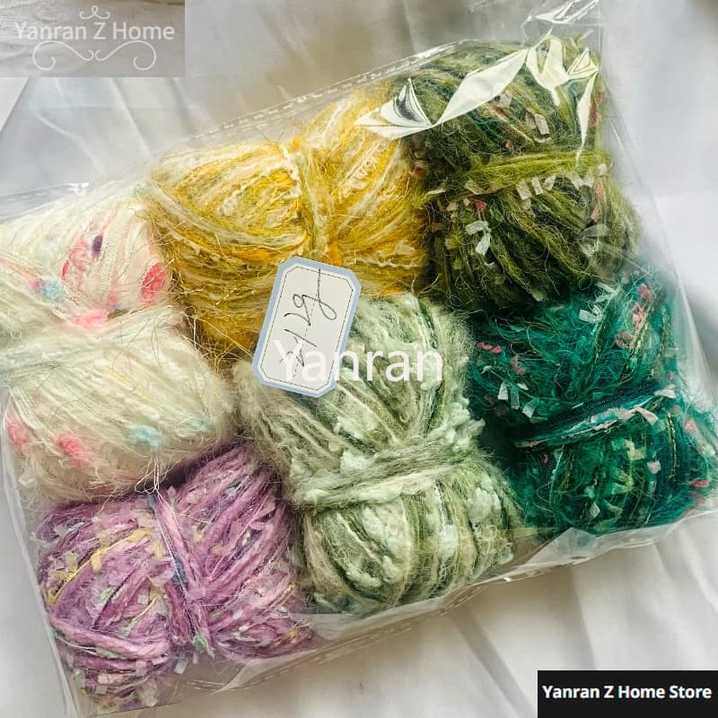 Filato di Mohair Morbido 200g/Sacchetto, Filato Misto Multistrato di Lana e Cotone Bianco per Lavori Fai-da-te, Uncinetto, Ago e Maglia, Filato Vellutato Color Albicocca