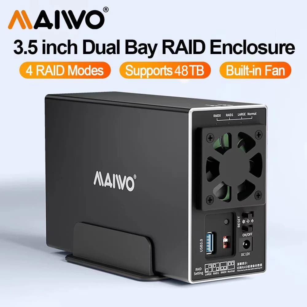 Docking station per HDD MAIWO a 2 alloggiamenti Docking station per disco rigido da SATA a USB 3.0 per custodia per disco rigido da 3,5 pollici con custodia per 4 modalità RAID